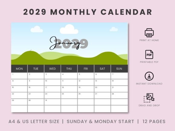 Download 2029 Monthly Custom Canva Frame Calendar - 2029 Collection